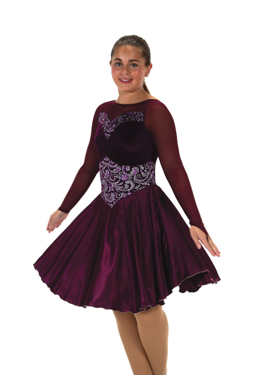 Jerry's 196 Satin Swizzle Dance Dress Youth Port Youth 12-14 Long Sleeves