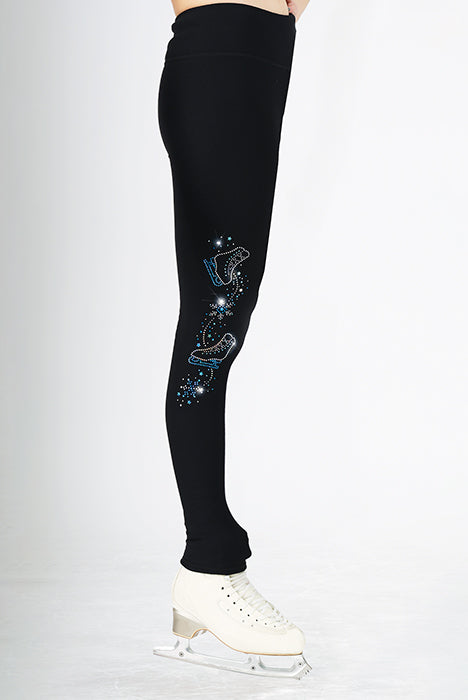 Mondor 24887 Supplex Leggings, Let's Skate (X) 8J Youth Black