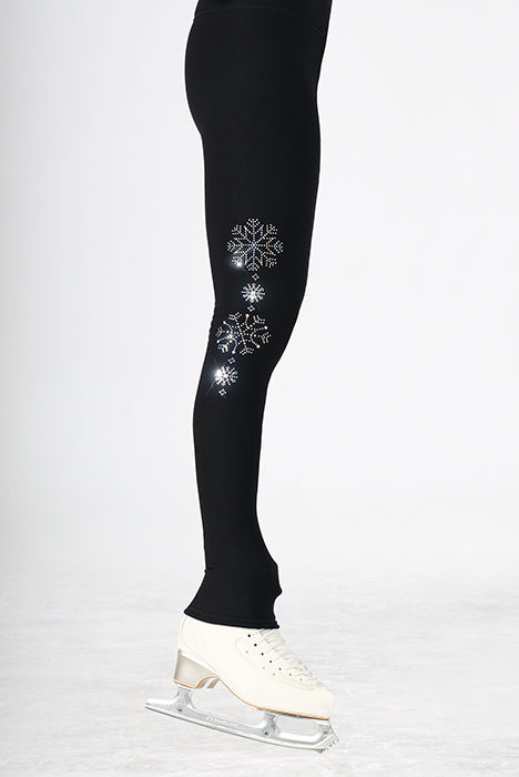 Mondor 24887 Supplex Leggings, Sequins Snowflakes 8Y (Z) Youth Black