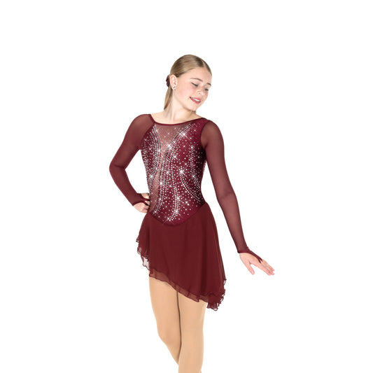 Solitarie F25018R Swoosh Dress Crystals Youth Wine Long Sleeves