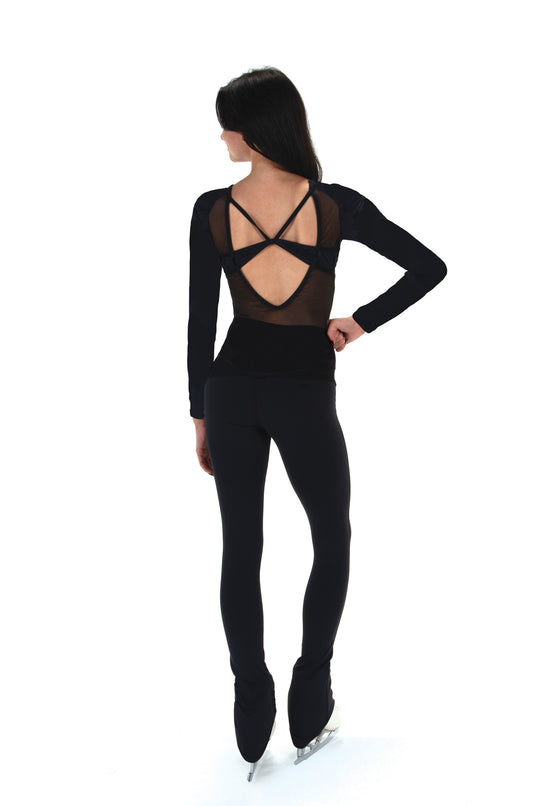 Solitaire T24002 Mesh Back Top Black Long Sleeves