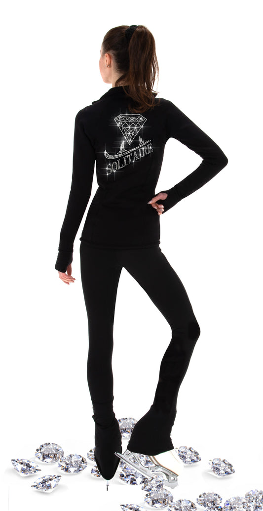 Solitaire T24004 Crystal Logo Jacket Youth Black Long Sleeves