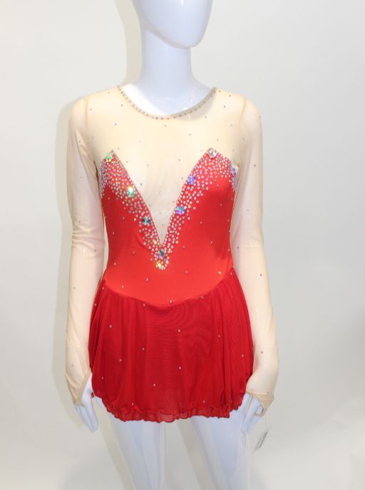 Red Rhinestone Long Sleeve Dress Shown on a size Small mannequin Call for measurements if you are unsure of sizing.