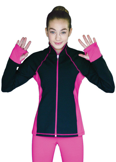 Chloe Noel JS792 Supplex Lycra Contrast Jacket Black-Candy Pink