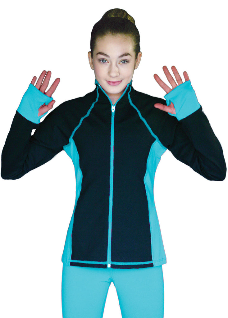 Chloe Noel JS792 Supplex Lycra Contrast Jacket Black-Royal Blue