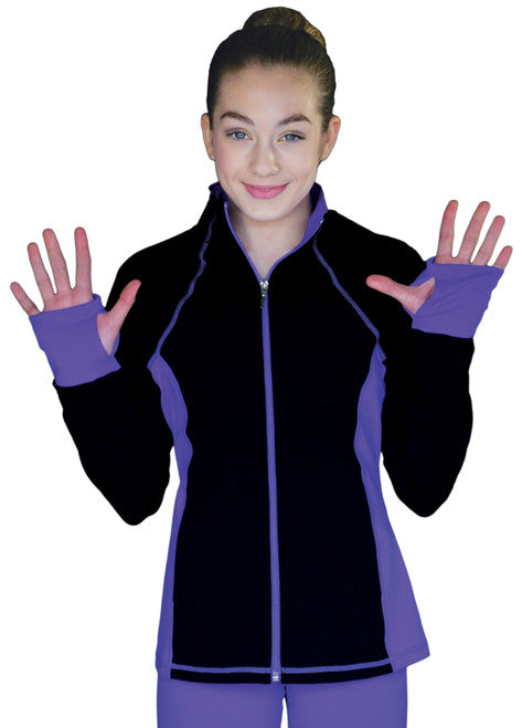 Chloe Noel JS792 Supplex Lycra Contrast Jacket Black-Periwinkle