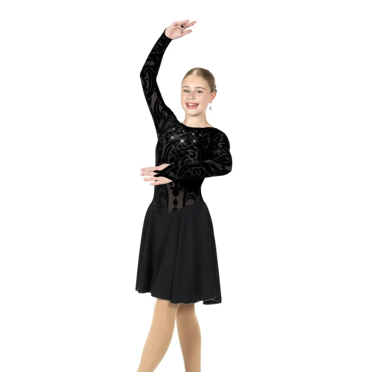 Jerry's 100 Burnout Dance Dress Youth Black Youth 12-14 Long Sleeves