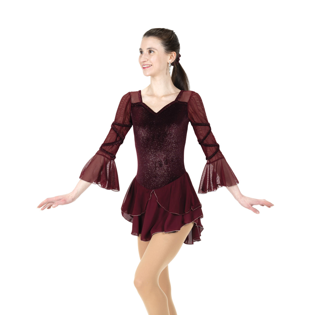 Jerry's 535 Criss Cross Gloss Dress Deep Wine Long Sleeves