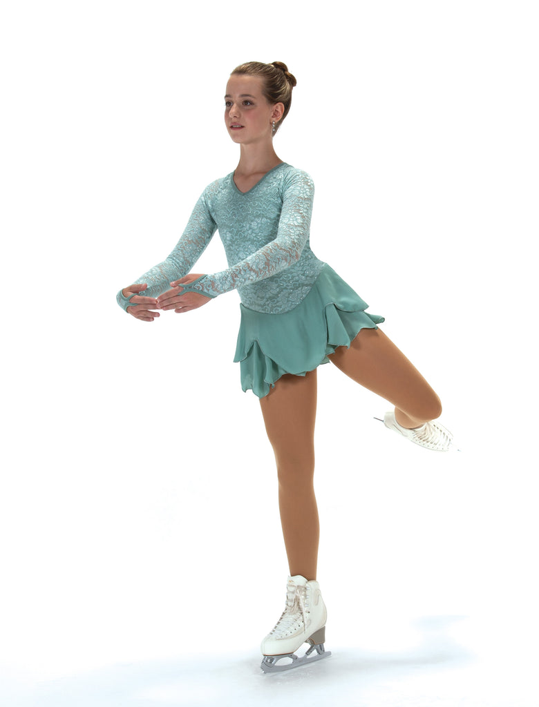 lace figure skating dress Ice Skating Figure Skating Dress size SMALL adult turquoise/black lace overlay