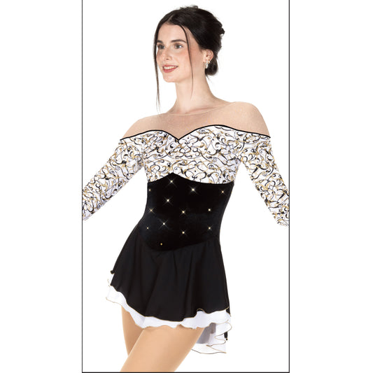 Jerry's 581 Formal Introduction Dress Black White Off-the-Shoulder
