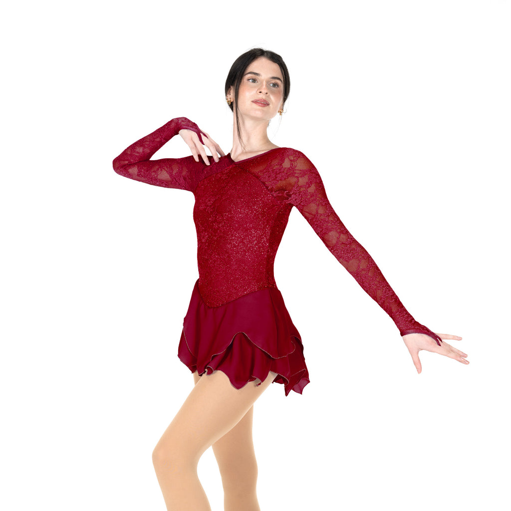 Jerry's 597 Lady in Lace Dress Wine Sparkle Long Sleeves