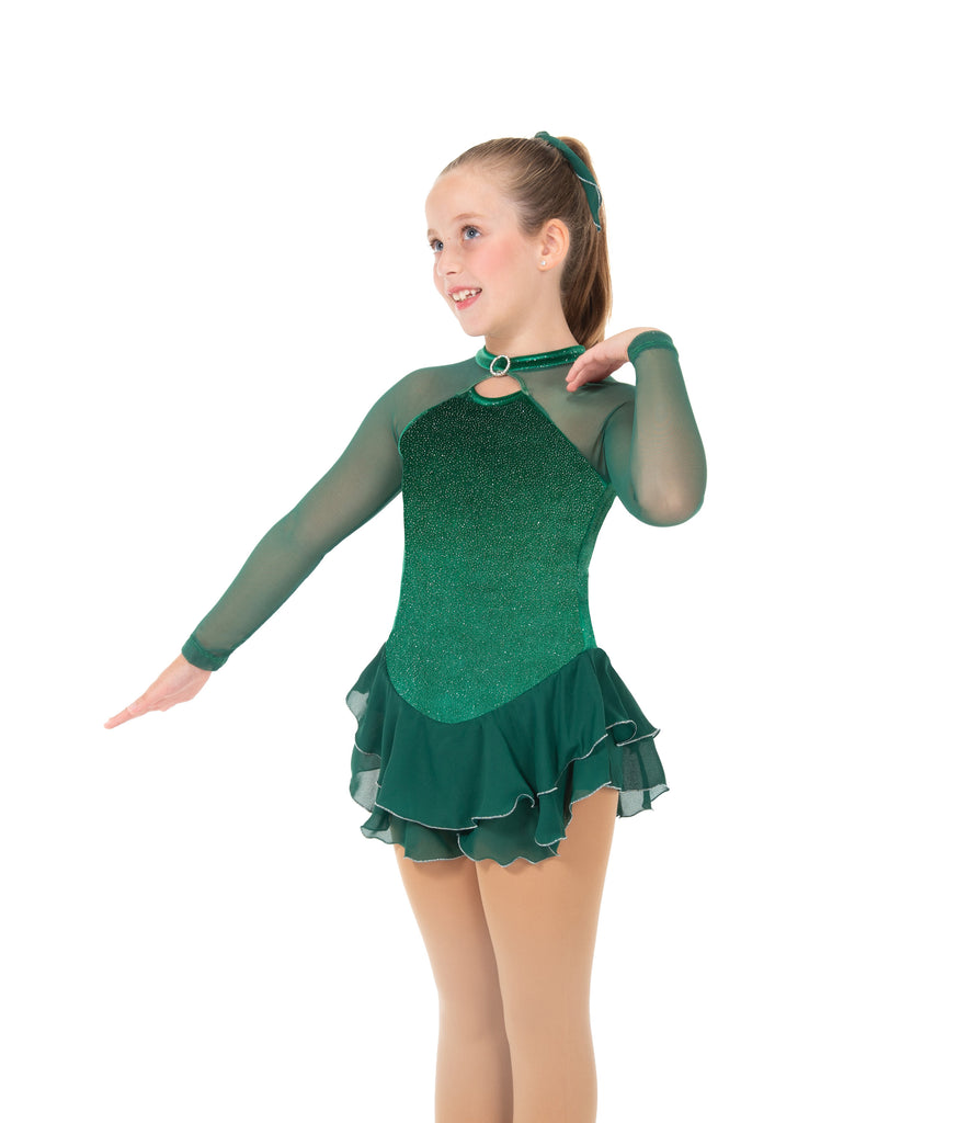 Jerry's 645 Shimmer Dress Youth Emerald Green Long Sleeves