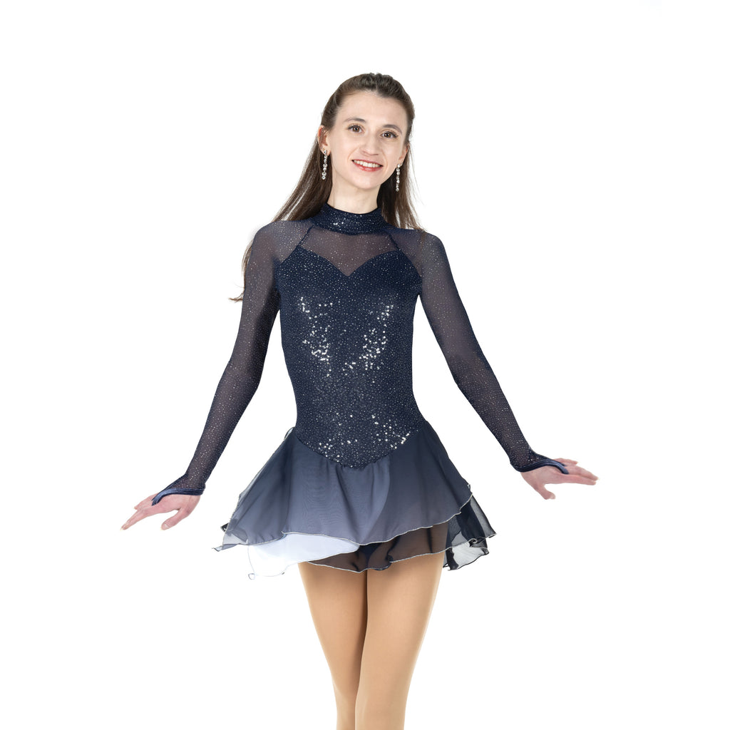 Aurora Ice AA028 Darkly Sparkly Dress Midnight Blue Long Sleeves
