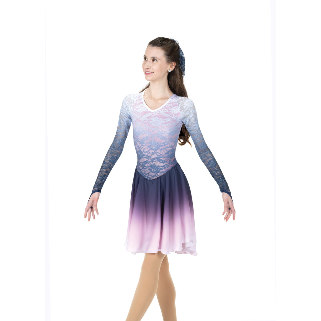 Aurora Ice AD111 Foxtrot Fade Dress Dusky Blue Long Sleeves