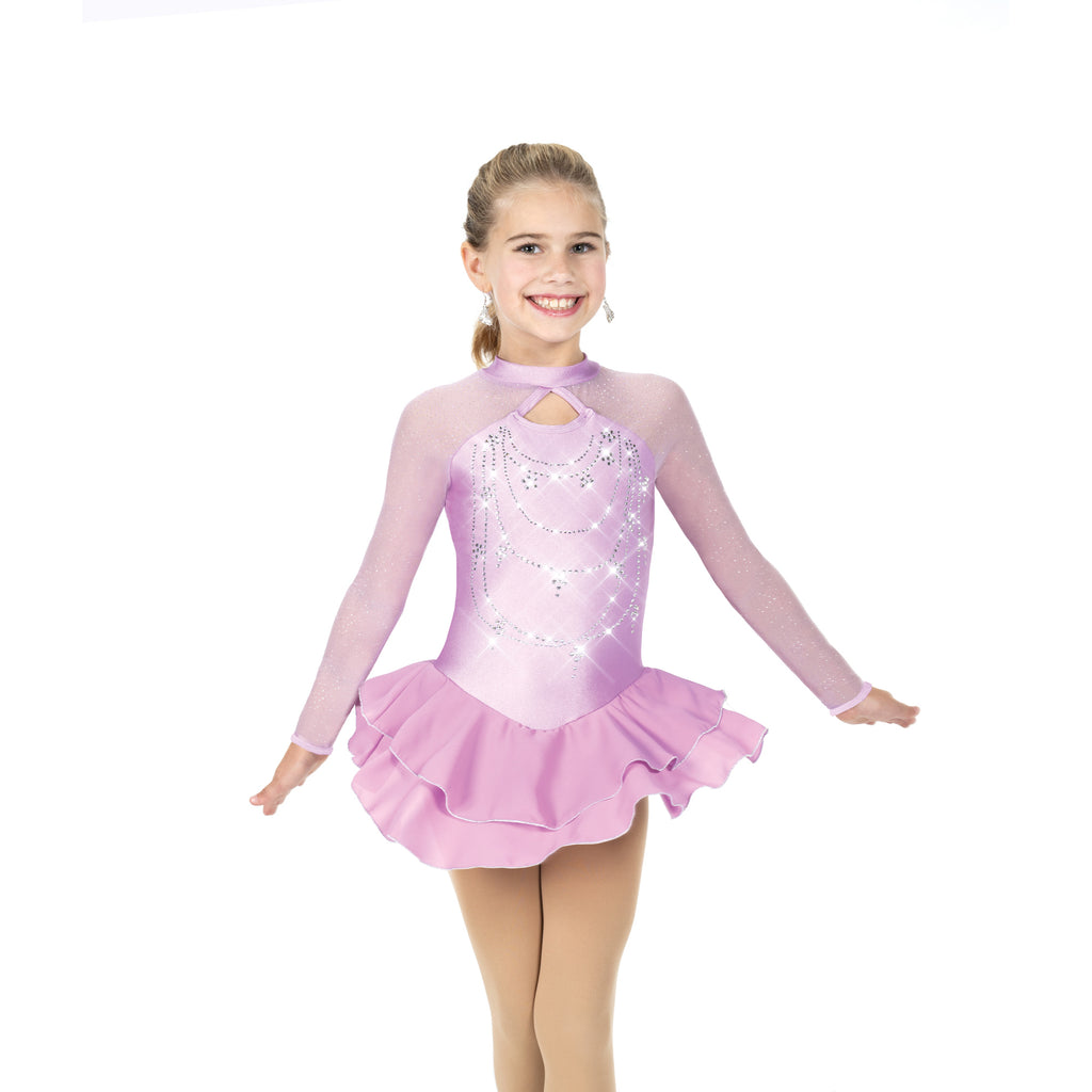 Aurora Ice AJ347 Strands of Crystals Dress Youth Pale Orchid Long Sleeves