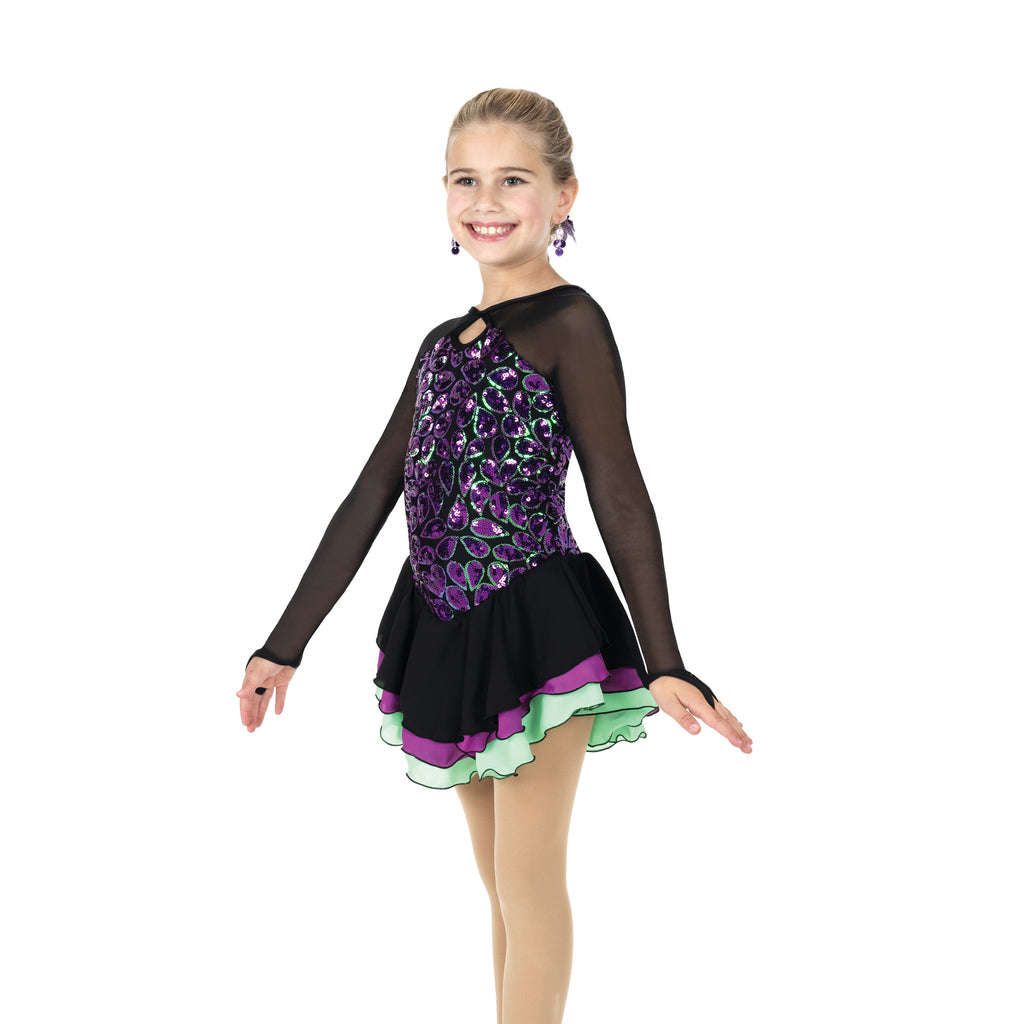 Aurora Ice AJ353 Sequin Sensation Dress Youth Black Long Sleeves