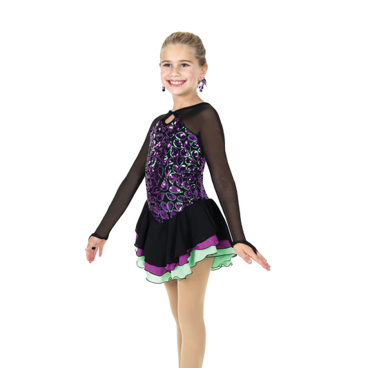 Aurora Ice AJ353 Sequin Sensation Dress Youth Black Long Sleeves