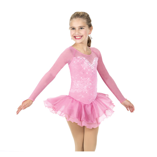 Aurora Ice AJ372 Cherry Blossom Dress Youth Pink Long Sleeves