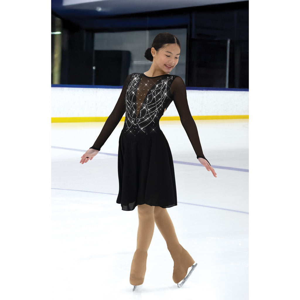 Solitaire D26015R Deco Dance Dress Crystalled Youth Black Youth 12-14