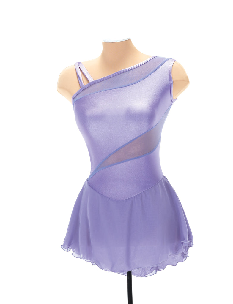 Solitaire F24004P Mesh Inset Dress Plain Lilac Sleeveless