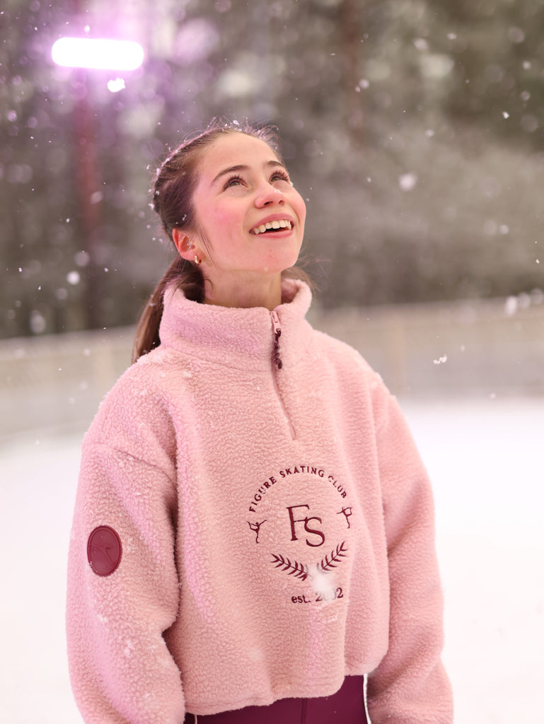 JIV Teddy Pullover Embroidered Dusty Rose