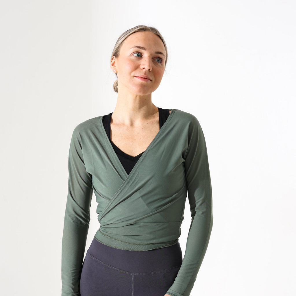 JIV Bow Wrap Shirt Dark Green