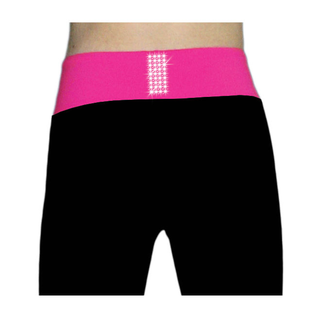 Chloe Noel PS792 3" Waistband AB Crystals Youth Black-Candy Pink