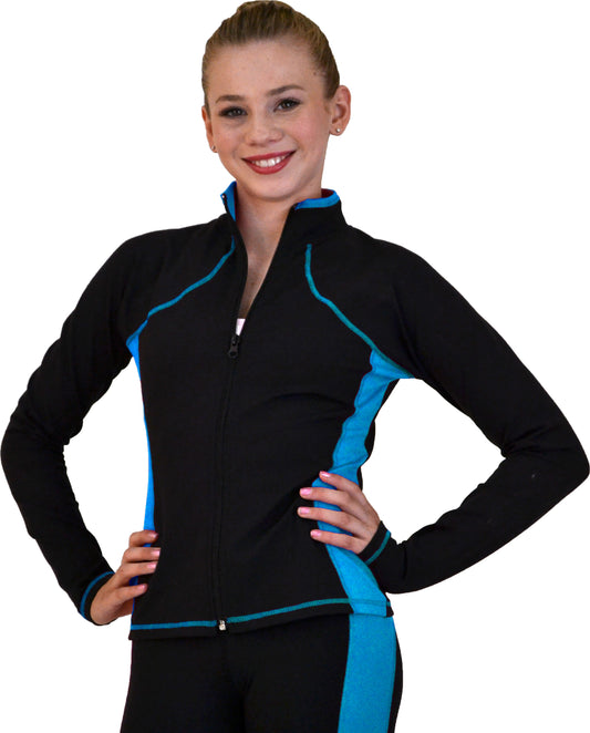 Chloe Noel JS08 Supplex Jacket Youth - Black-Turquoise - Youth Large