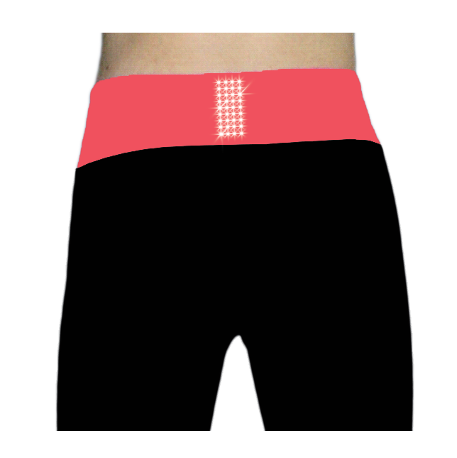 Chloe Noel PS792 3" Waistband AB Crystals Youth Black-Neon Coral