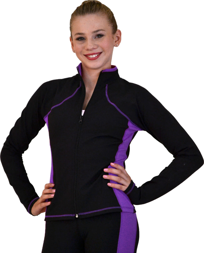 Chloe Noel JS08 Supplex Jacket Youth - Black-Purple - Youth Large