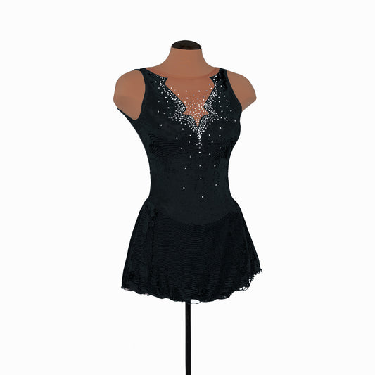 Solitaire F22012R Fancy Cutwork Crystalled, Youth Black Youth 12-14