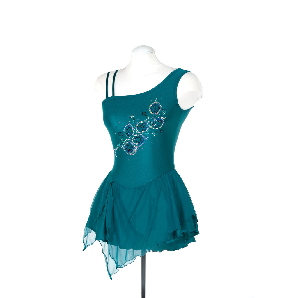 Solitaire F23025R One Shoulder Dress Crystalled Peacock
